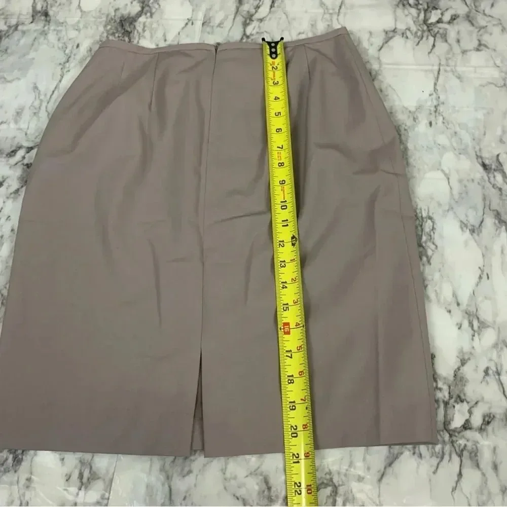 Lafayette 148 Virgin Wool Taupe Brown pencil Skirt size 2